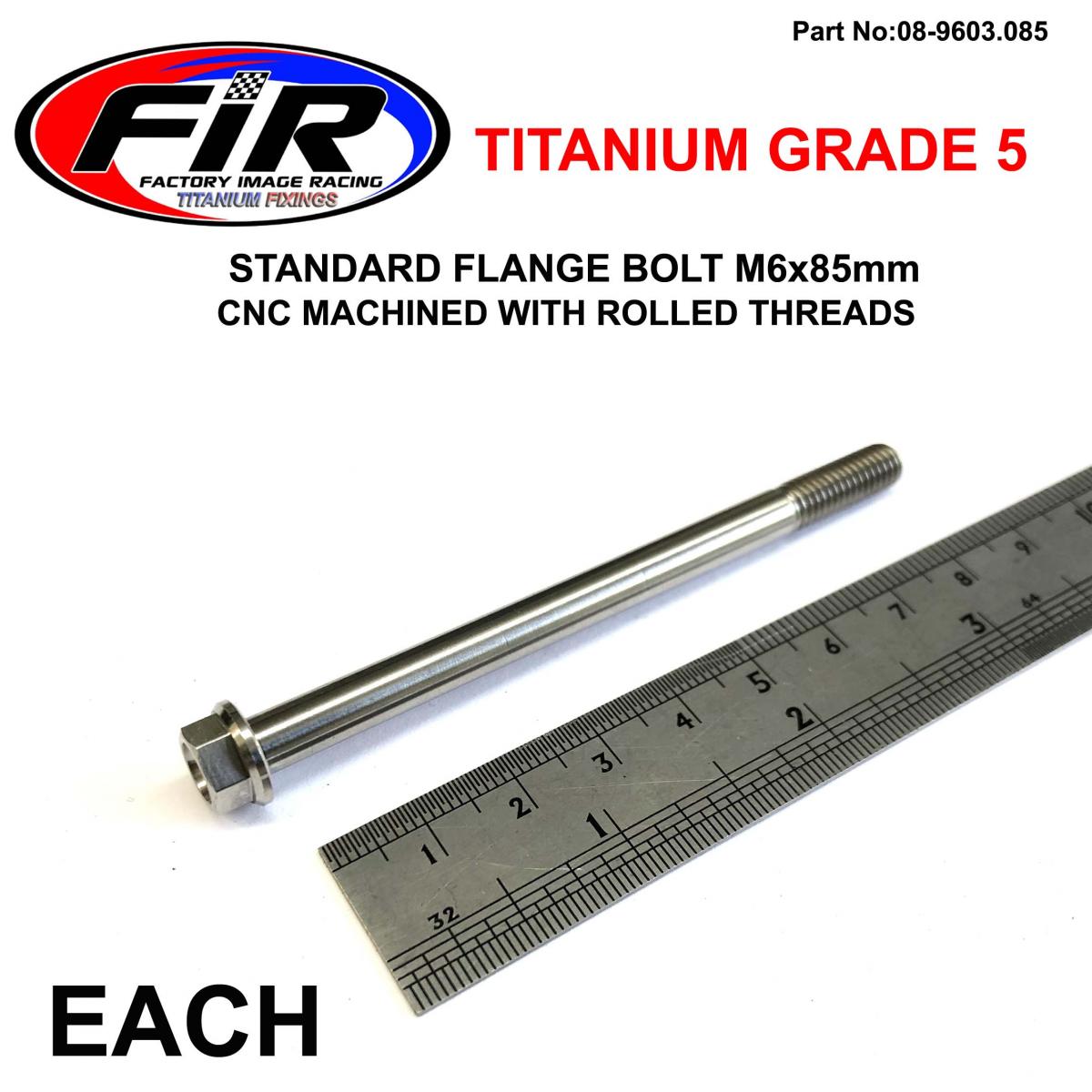 TITANIUM GR5 BOLT M6 x 85mm EACH, FLANGE OD: 11mm / HEX SIZE: 8mm, /