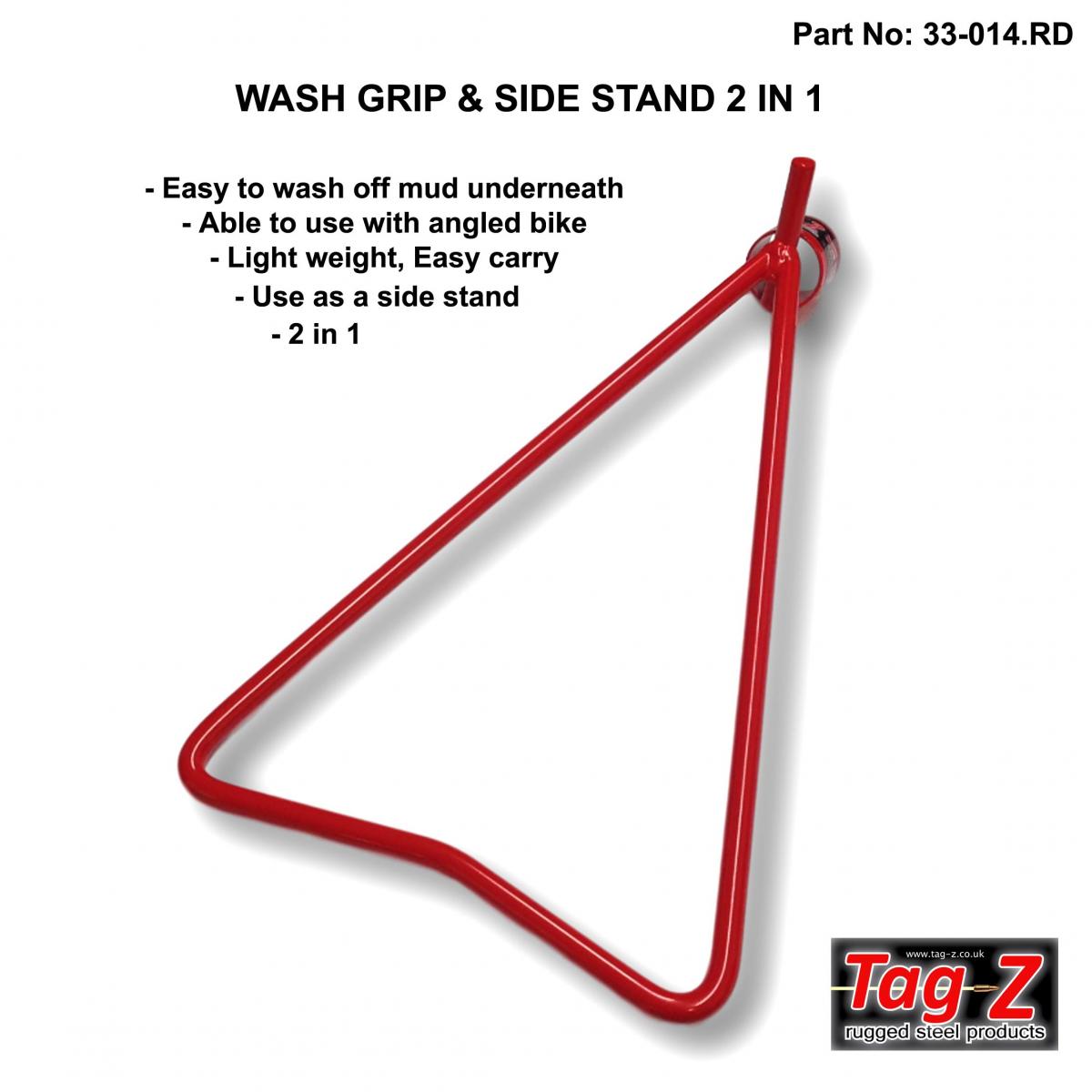 WASH GRIP & SIDE STAND 2 IN 1, TRIANGLE & GRIP STAND - RED