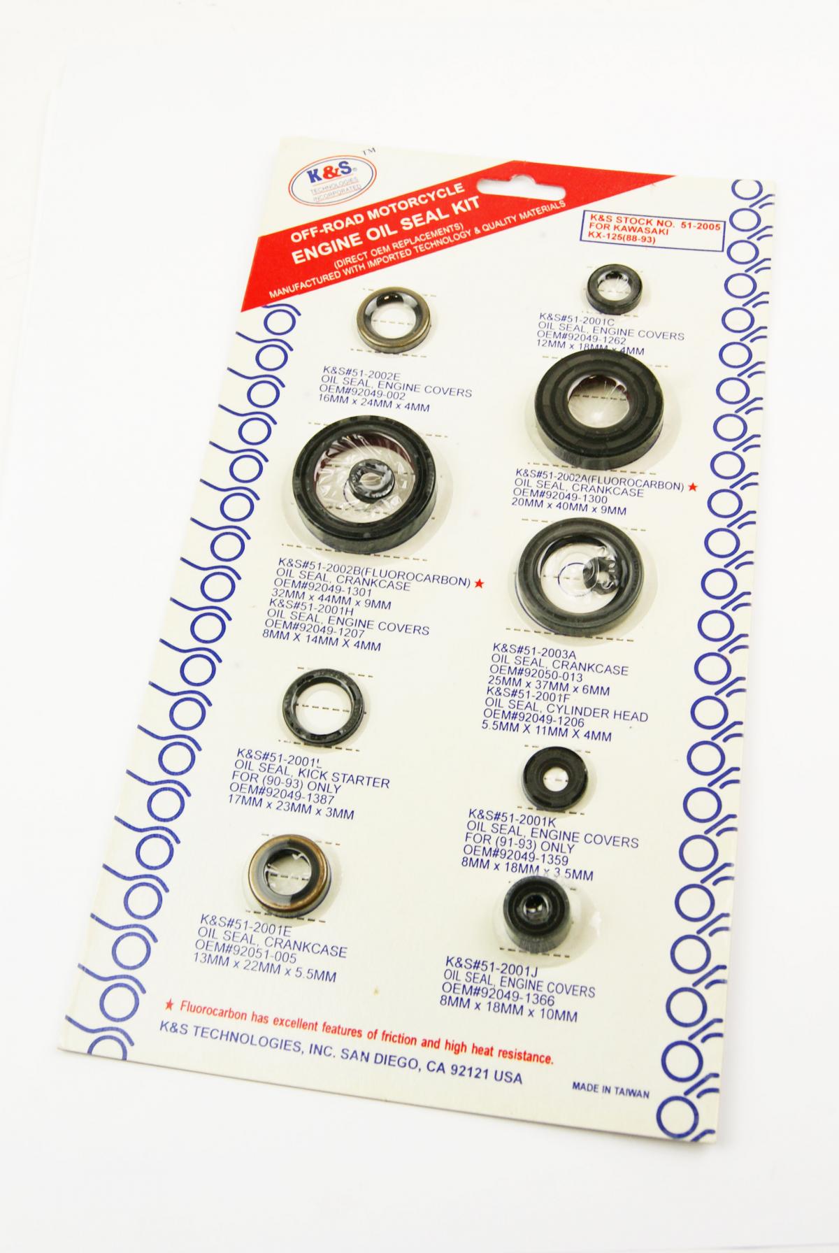 OIL SEAL SET 88-93 KX125 11PS K&S 51-2005