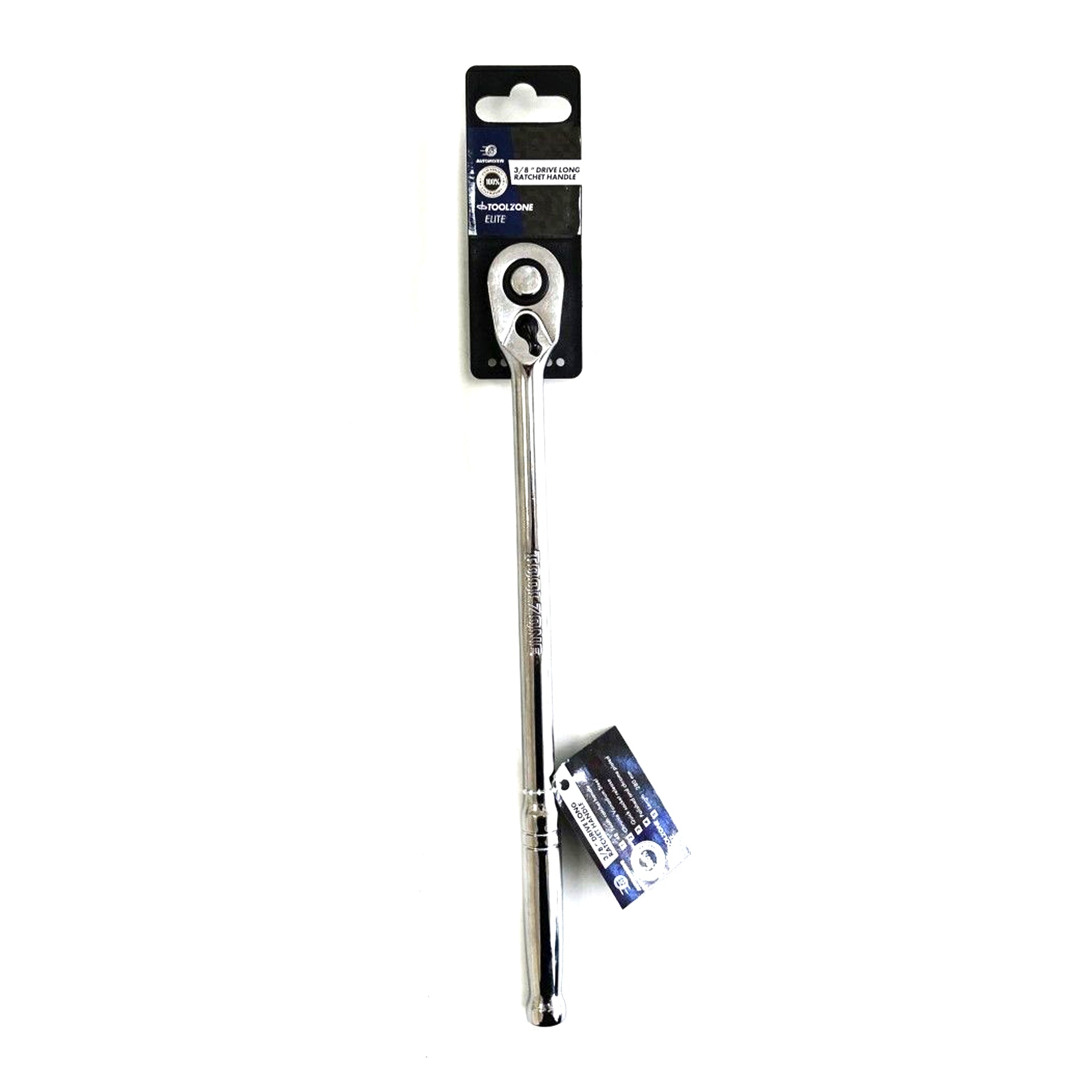 RATCHET HANDLE EXTRA LONG 3/8 DRIVE 280mm POLISHED CRV - TOOLZONE KDPSS199