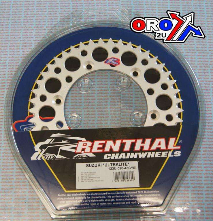 REAR SPROCKET ALLOY RENTHAL, ULTRALITE 123U-520-45GYSI SILVER