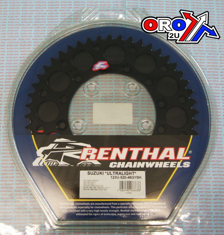 REAR SPROCKET ALLOY RENTHAL, ULTRALITE 123U-520-48GYBK BLACK