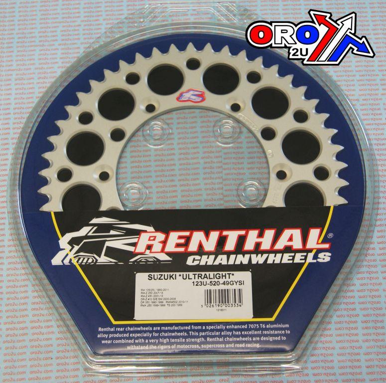 REAR SPROCKET ALLOY RENTHAL, ULTRALITE 123U-520-49GYSI SILVER