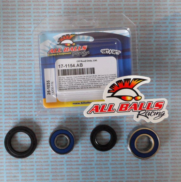 WHEEL BEARING KIT FRONT 87-22 ARCTIC/GAS/HON/KAW/KYMCO, ALLBALLS 25-1035 ATV