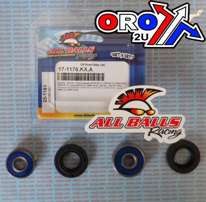 WHEEL BEARING KIT FRONT & REAR 98-22 KAW/SUZ 60-140, ALLBALLS 25-1181 DIRT