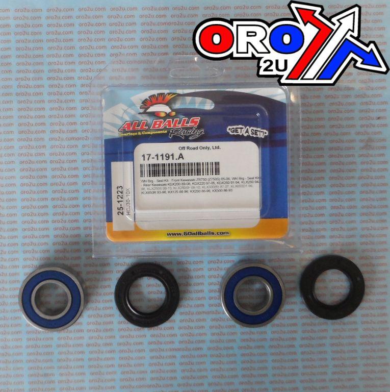 WHEEL BEARING KIT FRONT & REAR 86-22 KAW ZR/KDX/KLX/KX, ALLBALLS 25-1223 ROAD/DIRT