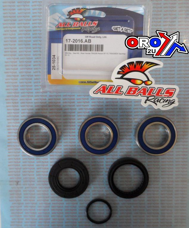 WHEEL BEARING KIT REAR 97-21 HONDA TRX250, ALLBALLS 25-1034 ATV