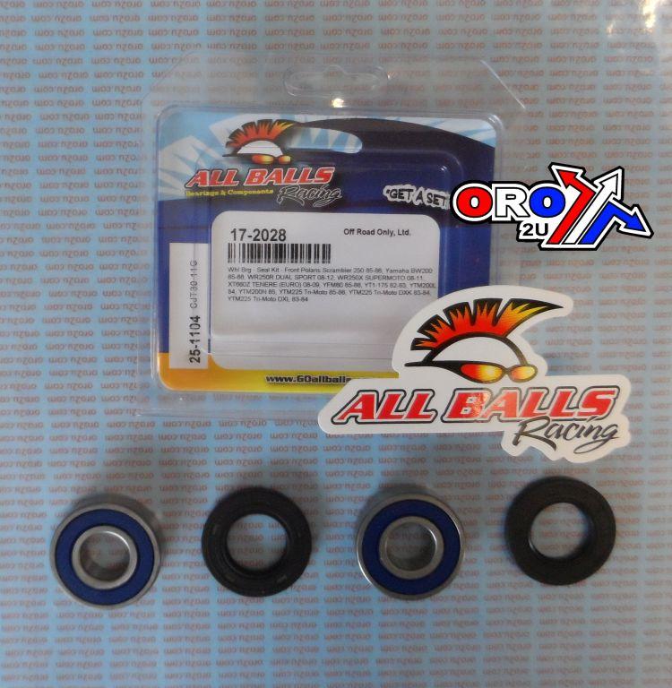 WHEEL BEARING KIT FRONT 82-22 KAW EX/KLR/YAM WR/YTM/POL, ALLBALLS 25-1104 DIRT/ATV/ROAD