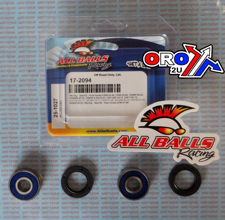 WHEEL BEARING KIT FRONT & REAR 83-22 HON 60-125, ALLBALLS 25-1027 ROAD/DIRT