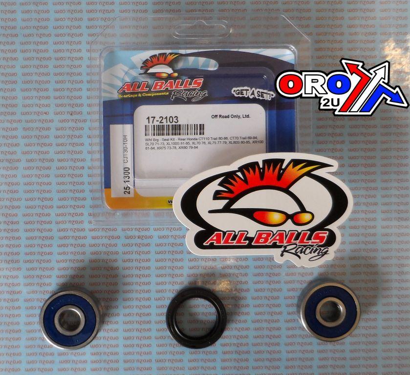 WHEEL BEARING KIT REAR 69-00 HON CT/XL/XR/NSR/SL 70-110, ALLBALLS 25-1300 DIRT/ROAD