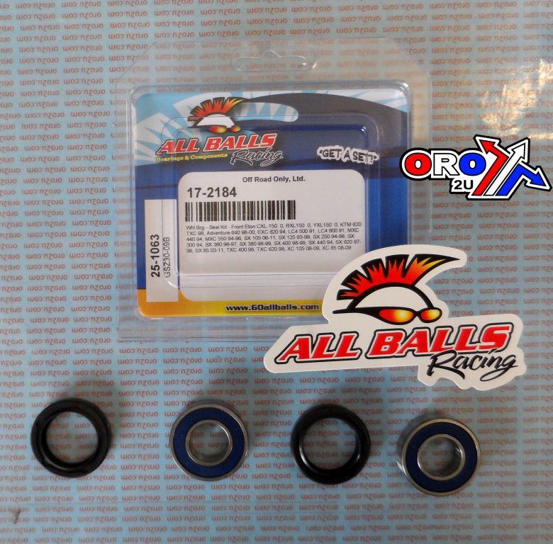 WHEEL BEARING KIT FRONT 91-22 ETON/HON/KTM, ALLBALLS 25-1063 DIRT/ATV
