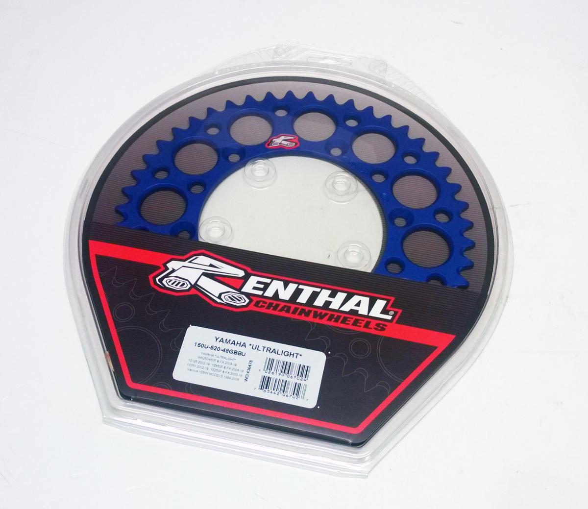 REAR SPROCKET ALLOY RENTHAL, ULTRALITE 150U-520-48GBBU BLUE, 150U-520-48GBBU