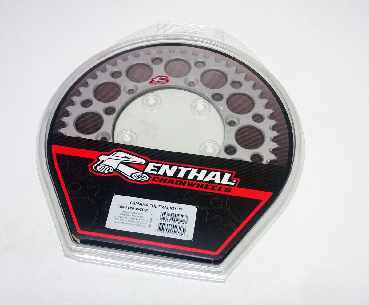 REAR SPROCKET ALLOY RENTHAL, ULTRALITE 150U-520-49GBSI SILVER, 150U-520-49GBSI