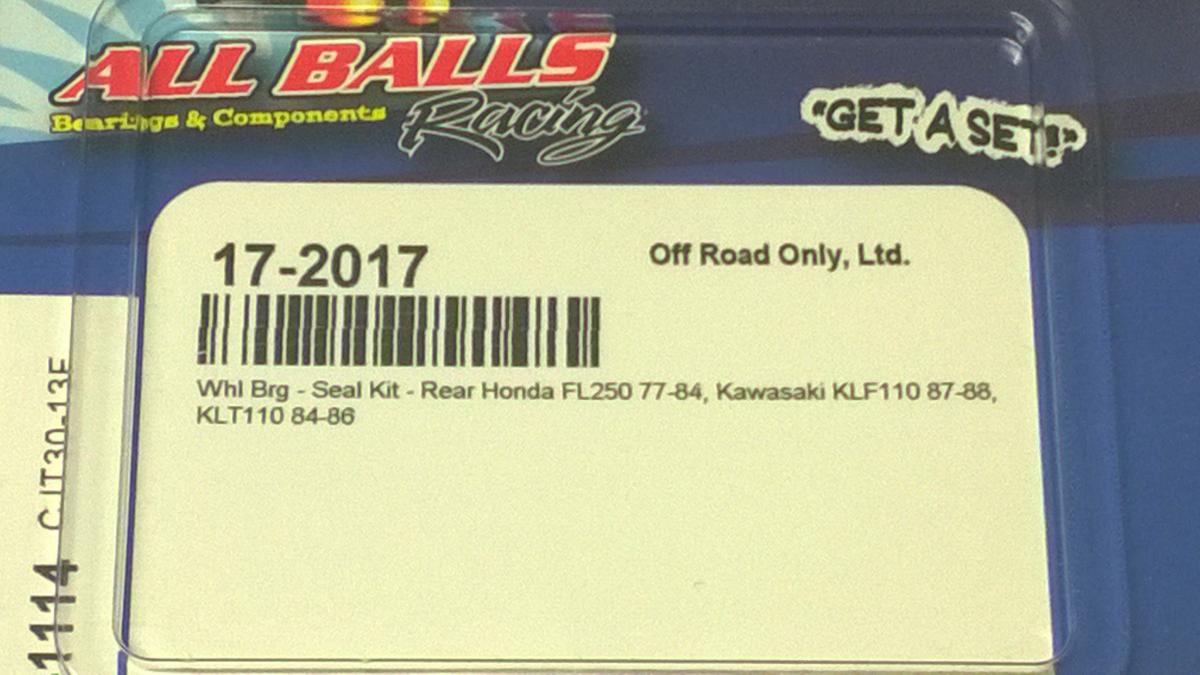 WHEEL BEARING KIT REAR 77-88 HON FL250/KAW KLF/T 110, ALLBALLS 25-1114 ATV
