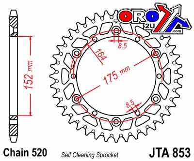 REAR SPROCKET ALLOY SILVER, JTA853.43 7075-T6 Aluminium