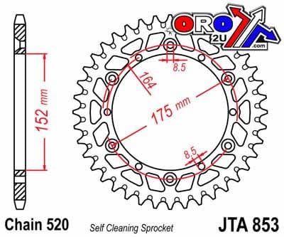 REAR SPROCKET ALLOY SILVER, JTA853.47 7075-T6 Aluminium