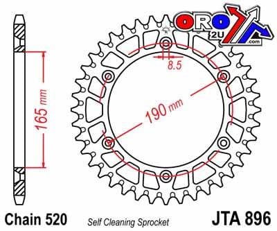 REAR SPROCKET ALLOY SILVER, JTA896.50 JT 7075-T6 Aluminium