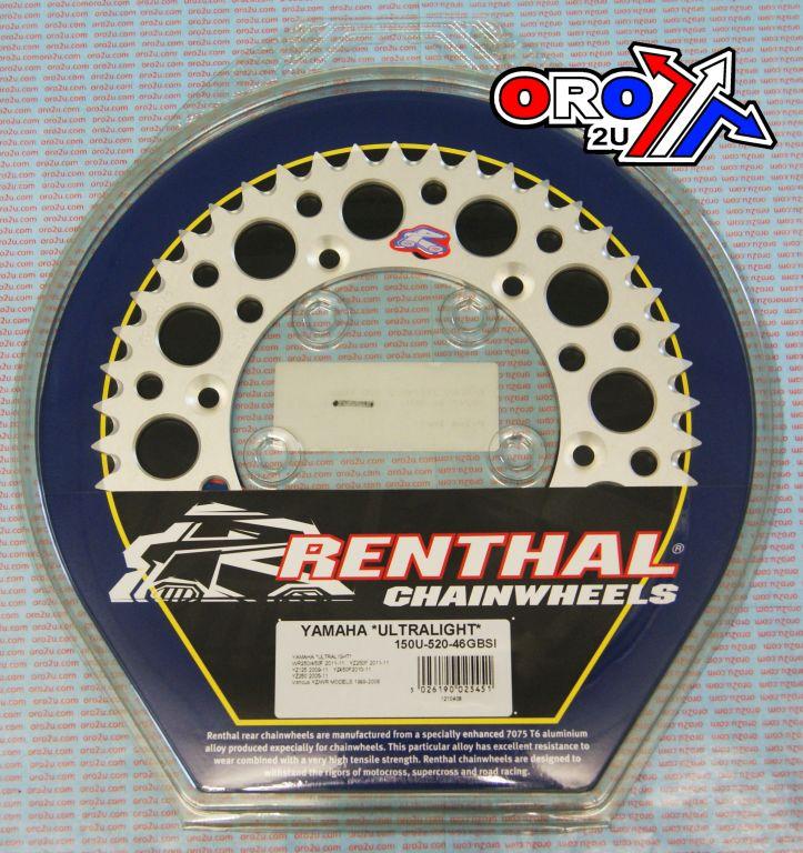 REAR SPROCKET ALLOY RENTHAL, ULTRALITE 150U-520-46GBSI SILVER