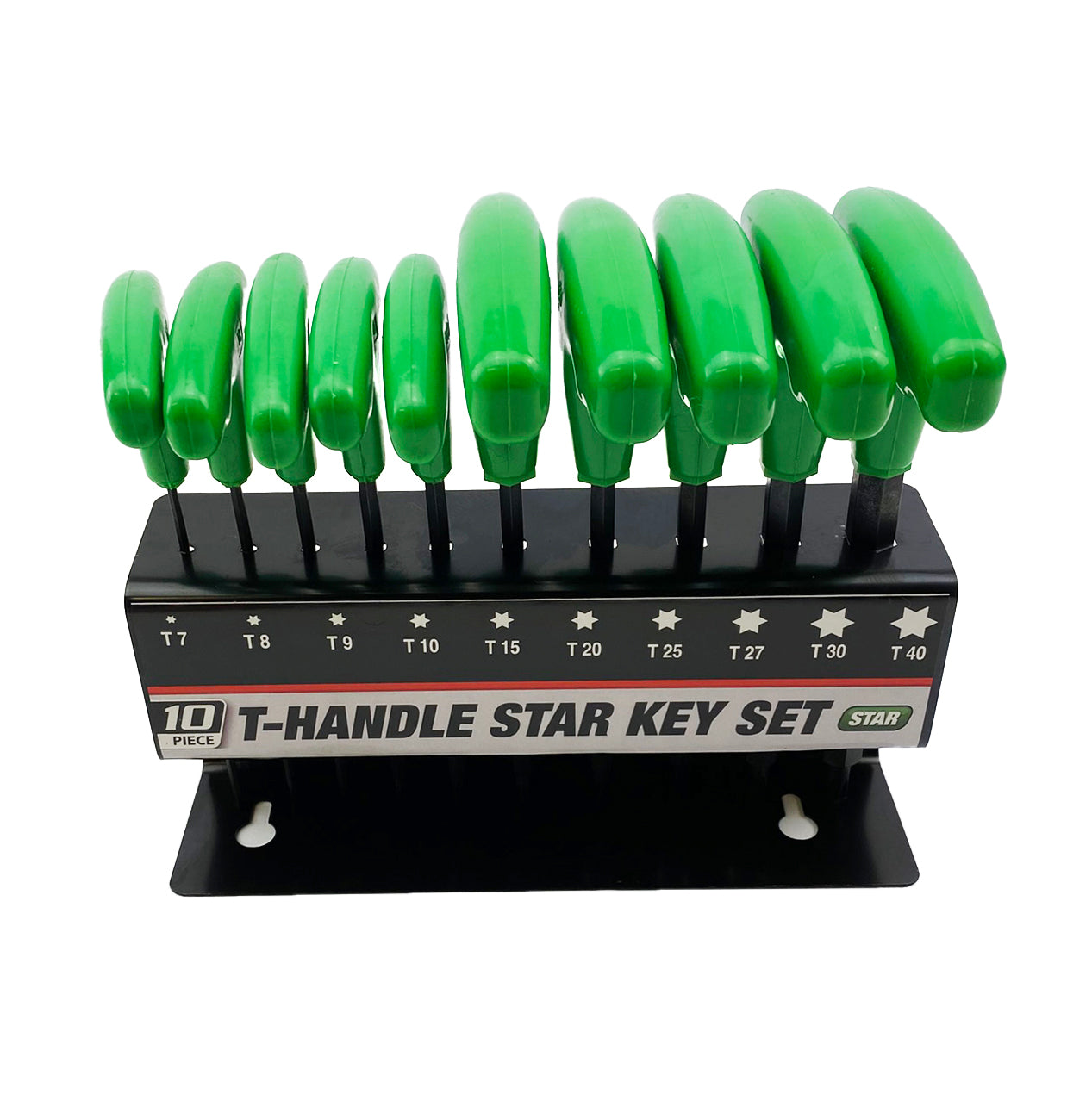 TORX STAR HEX KEYS T-HANDLE SET OF 10, T7 T8 T9 T10 T15 T20 T25 T27 T30 T40