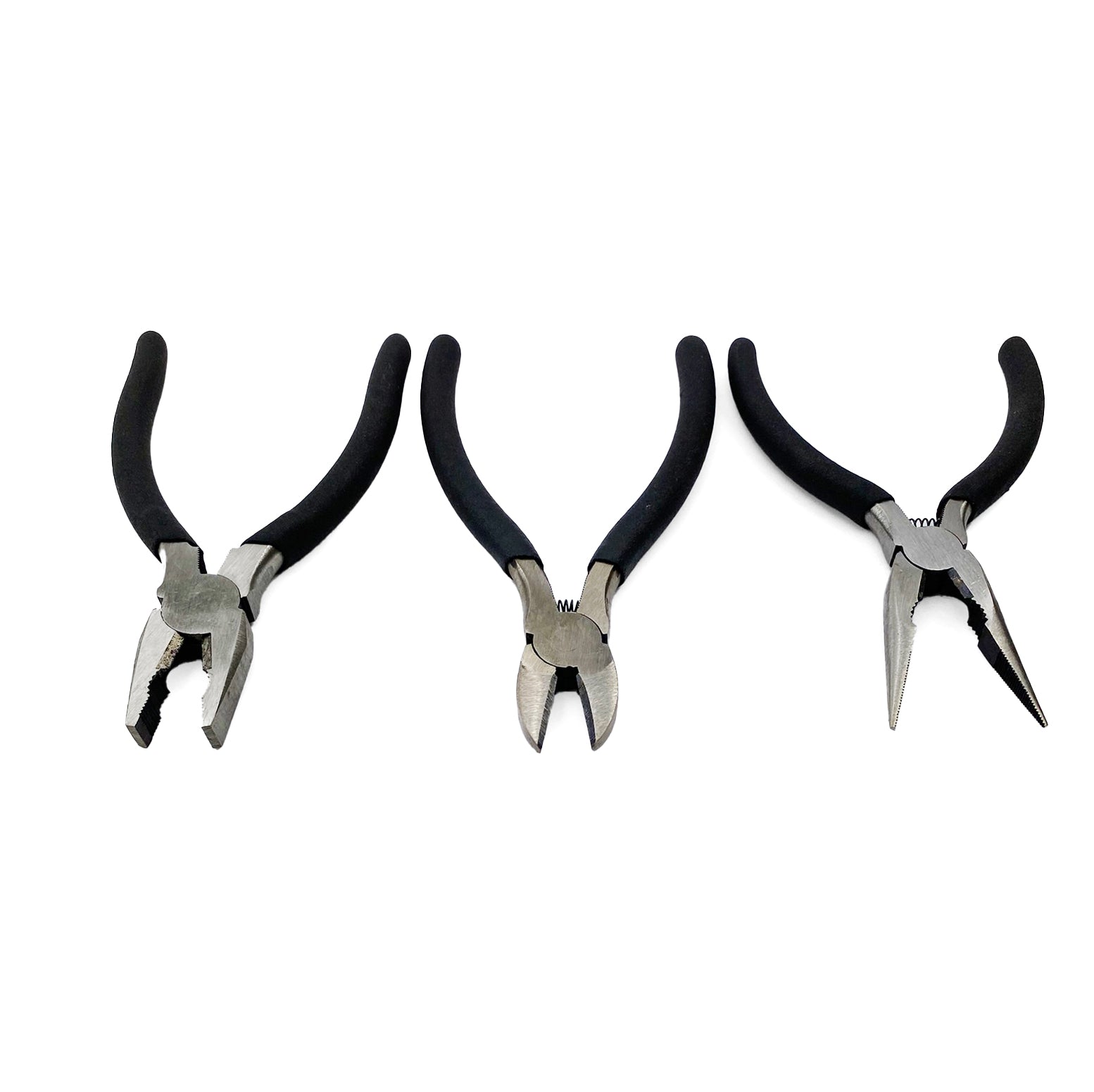 6 INCH STEEL PLIERS (SET OF 3), SNIPS / LONG NOSE / COMBINATION PLIERS