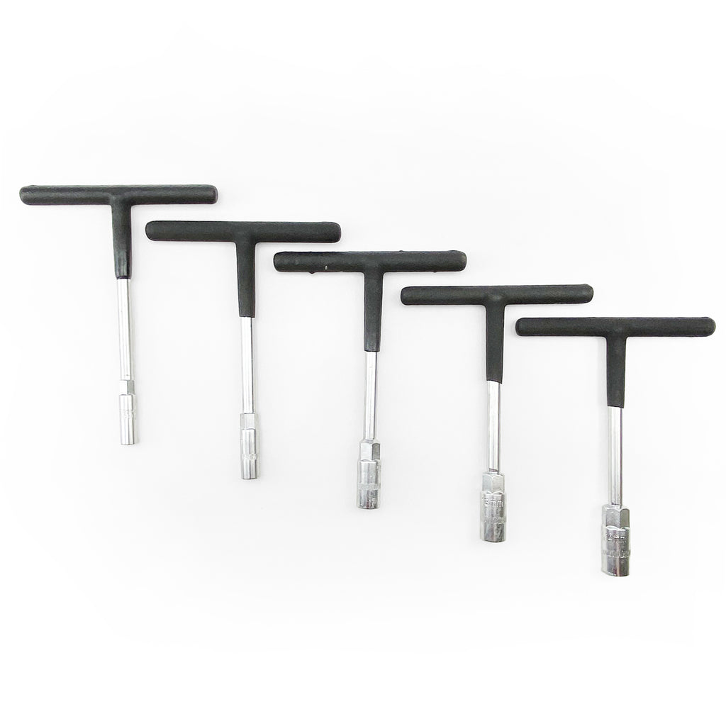 SHORT RUBBER COATED T-HANDLE SET OF 5 SOCKETS 8mm - 14mm