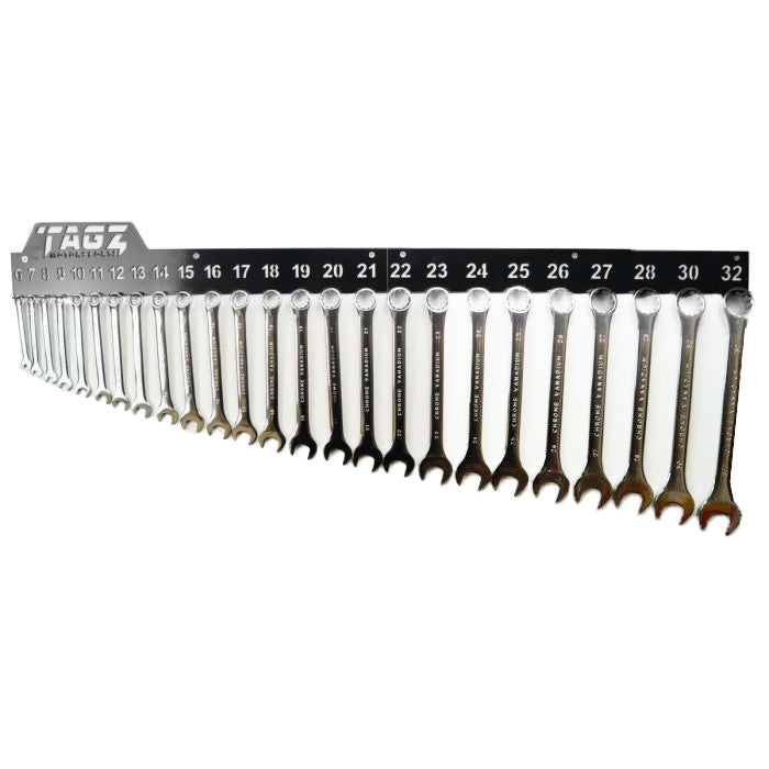 TAGZ SPANNER RACK BLACK, SUIT 25 SPANNERS 6mm-32mm, SPANNER ORGANISER
