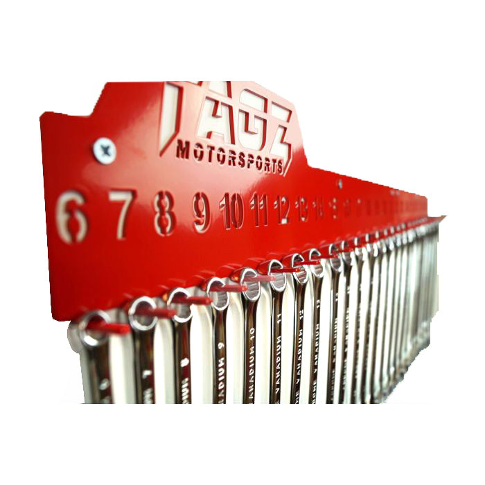TAGZ SPANNER RACK RED, SUIT 25 SPANNERS 6mm-32mm, SPANNER ORGANISER