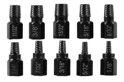 10Pcs SCREW EXTRACTOR KIT ALLOY STEEL METAL EASY OUT DRILL BITS BOLT STUD MULTI-SPLINE
