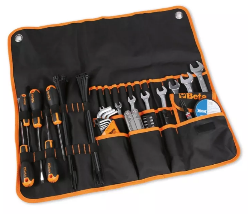 Motorcycle Travel Tool Kit 27-Piece Roll-Up Set with Multifunction Tool and LED Torch - Beta 2002/B27 SBK