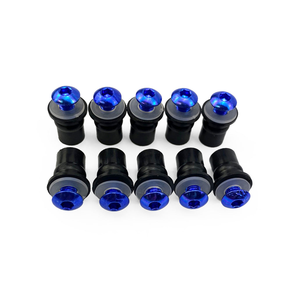 WINDSHIELD BOLT KIT BLUE M5 X 16mm (PACK OF 10) INCLUDES WASHERS AND WELL NUTS