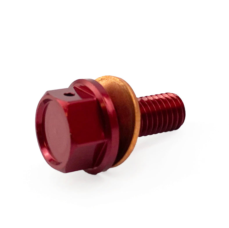 MAGNETIC OIL DRAIN PLUG M8x1.25, CRF 450/250 RMZ 450, RED