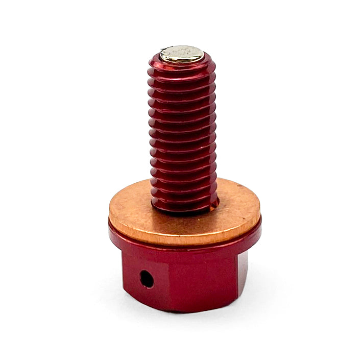 MAGNETIC OIL DRAIN PLUG M8x1.25, CRF 450/250 RMZ 450, RED