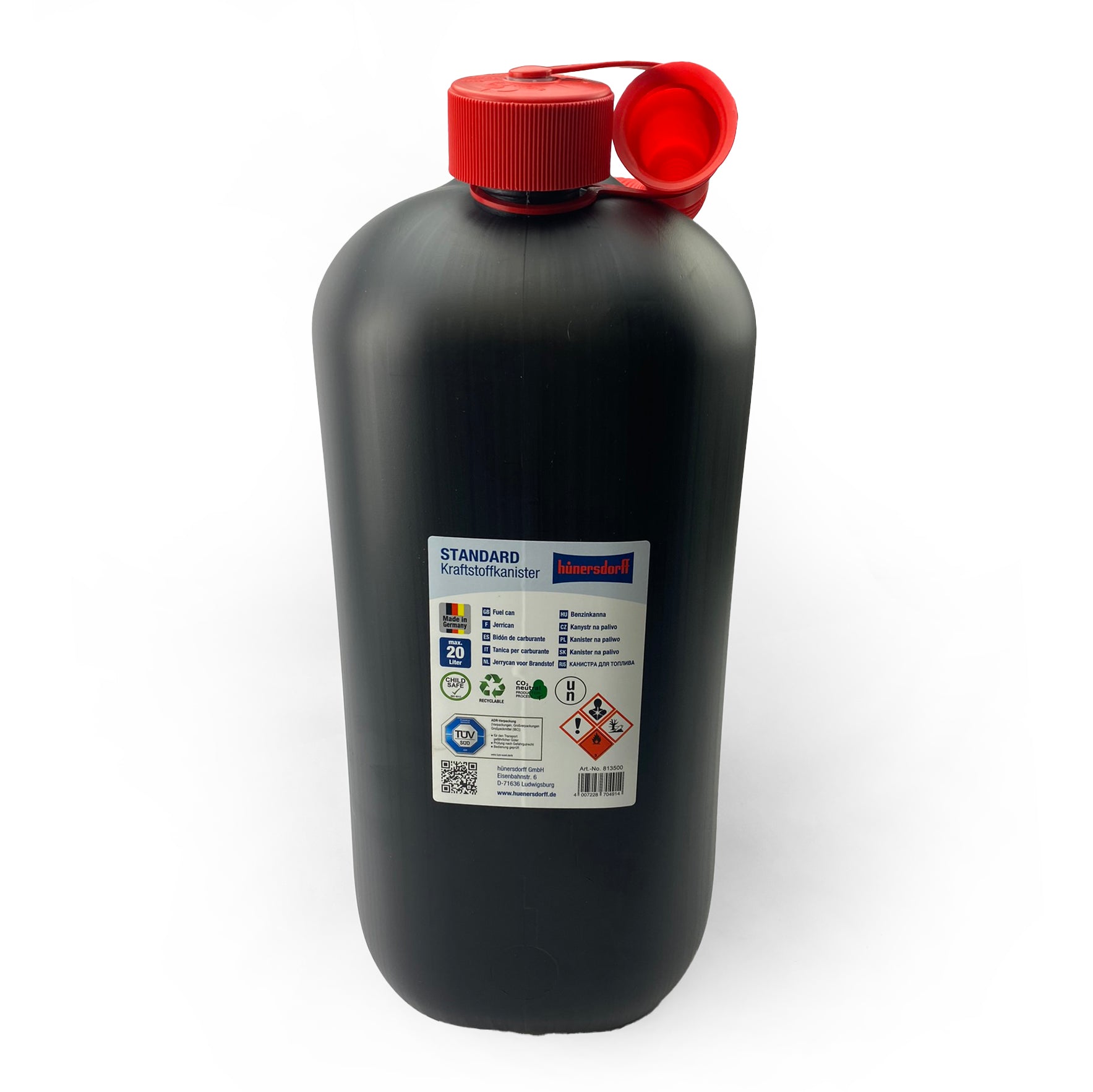 20LT PLASTIC FUEL CAN AUTOSTOP HUN20L-BLACK JERRY CAN
