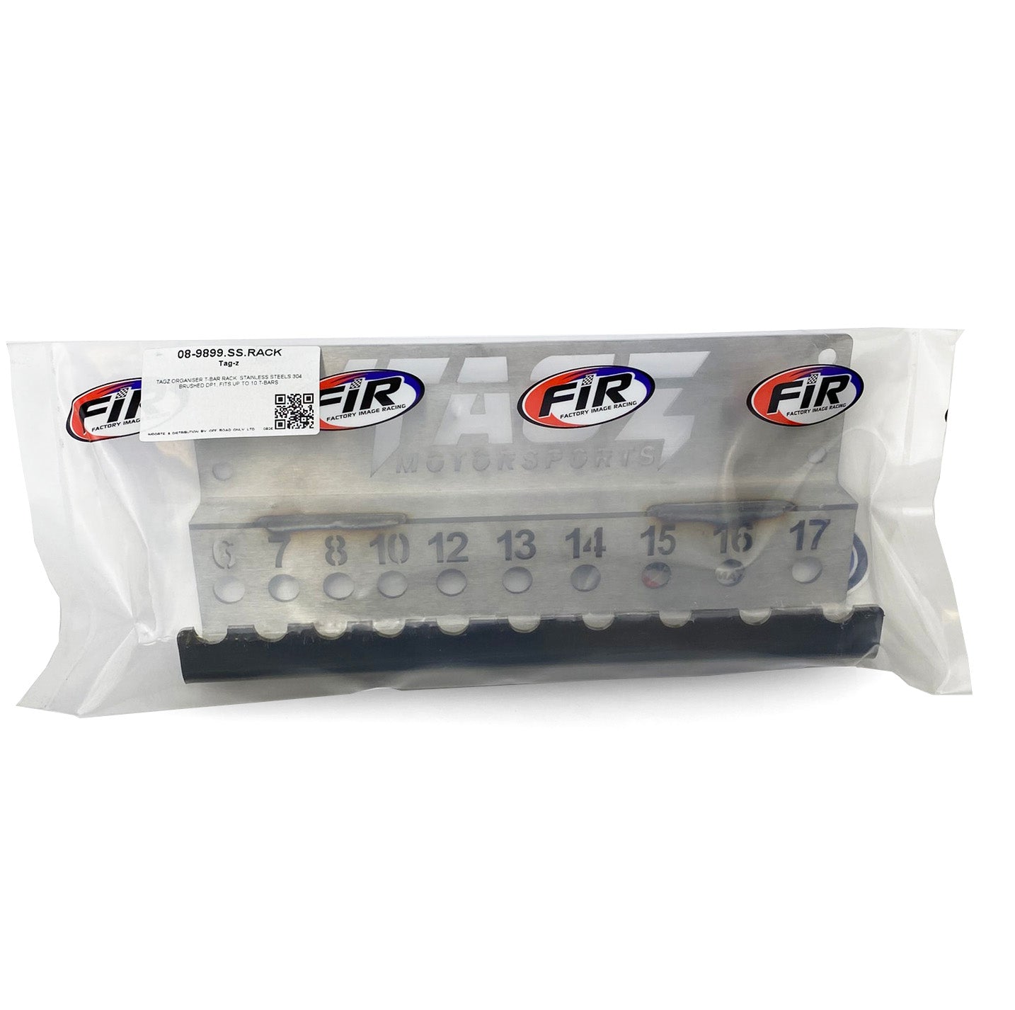 TAGZ ORGANISER T-BAR RACK  STAINLESS STEELS 304 BRUSHED DP1, FITS UP TO 10 T-BARS