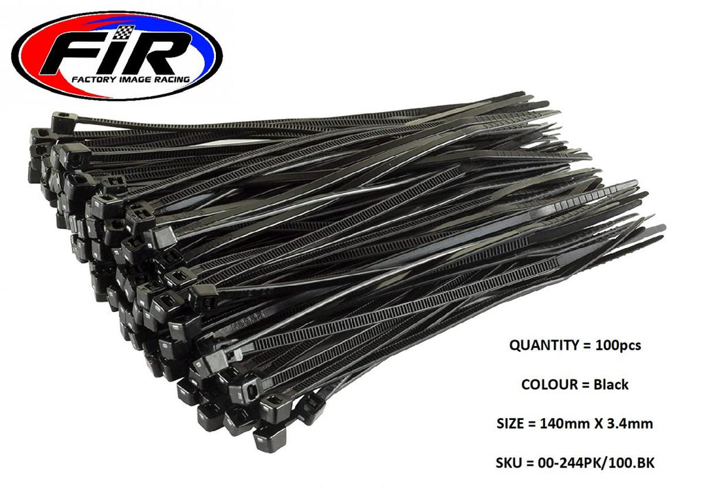 NYLON CABLE ZIP TIES - BLACK, 140mm x 3.4mm - PACK OF 100
