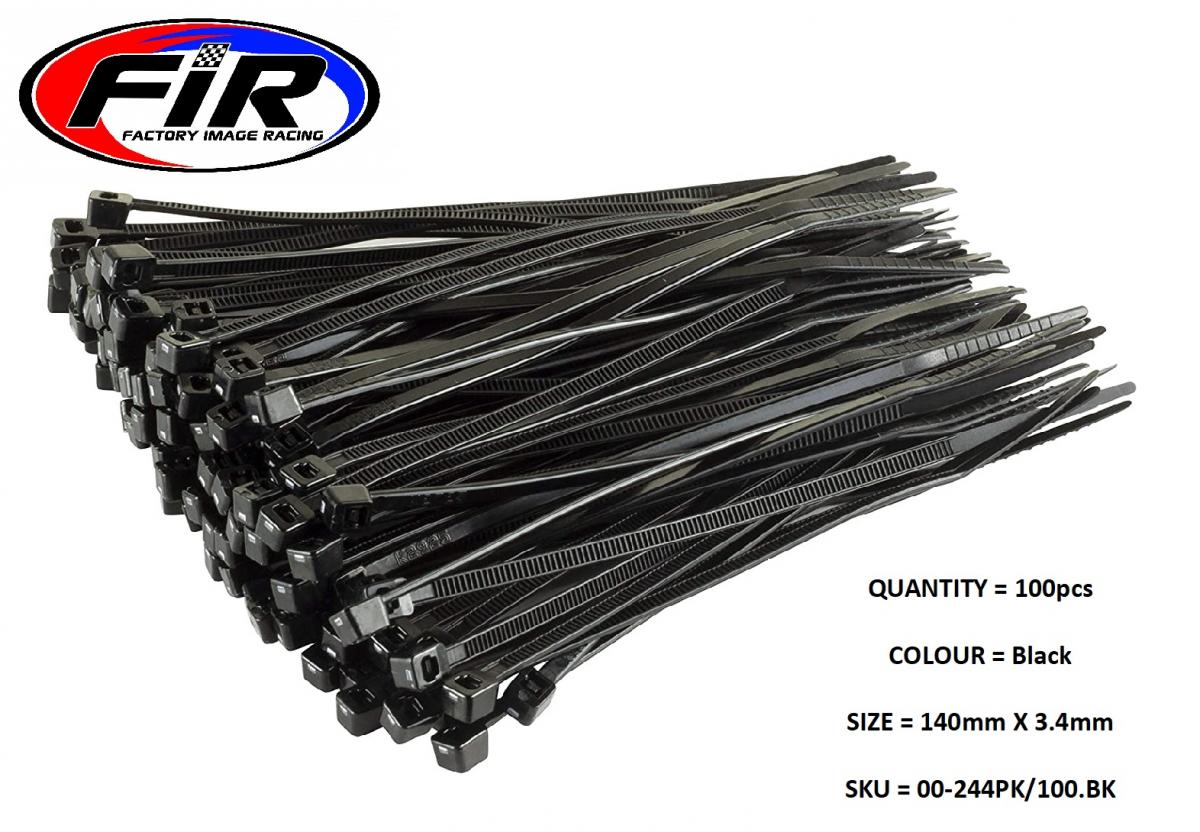 NYLON CABLE ZIP TIES - BLACK, 140mm x 3.4mm - PACK OF 100