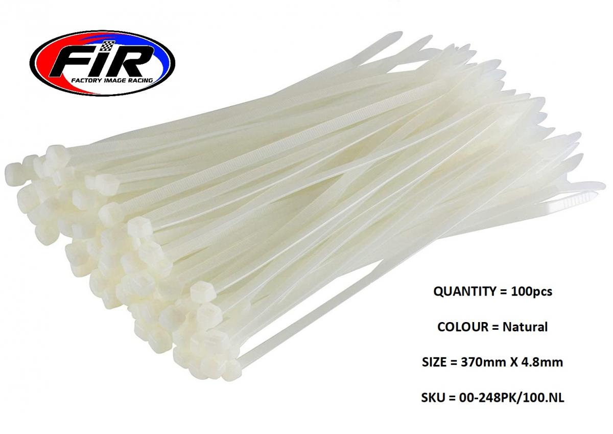 NYLON CABLE ZIP TIES - NATURAL, 370mm x 4.8mm - PACK OF 100