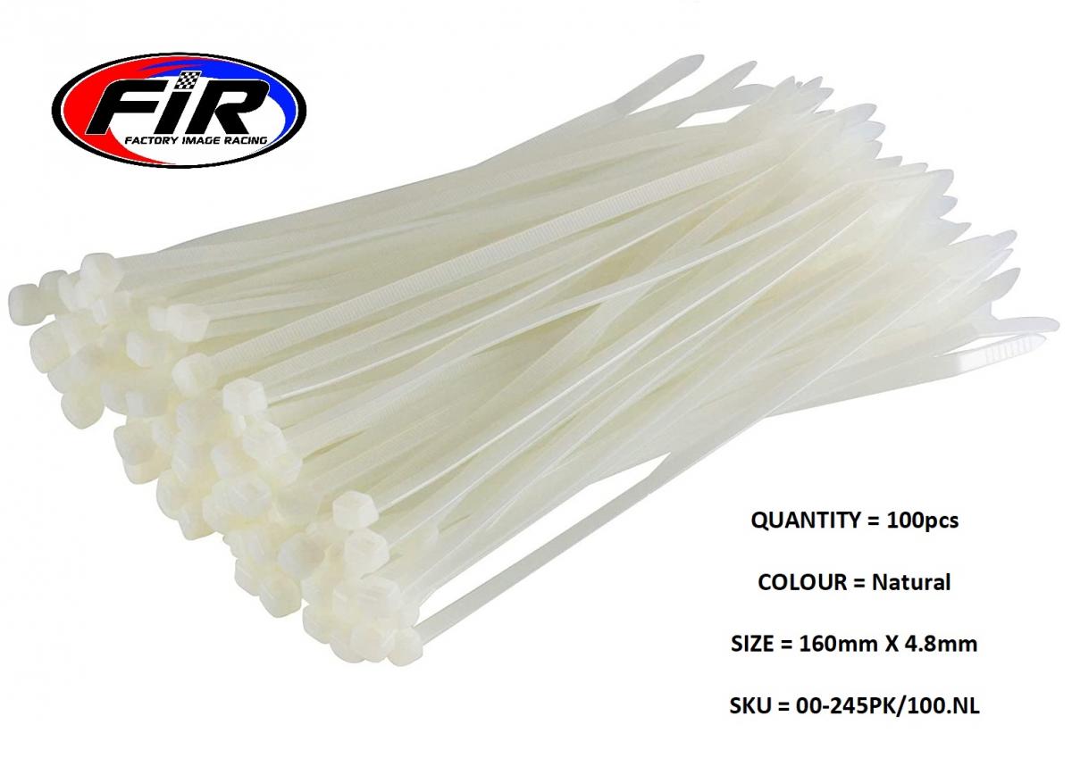 NYLON CABLE ZIP TIES - NATURAL, 160mm x 4.8mm - PACK OF 100