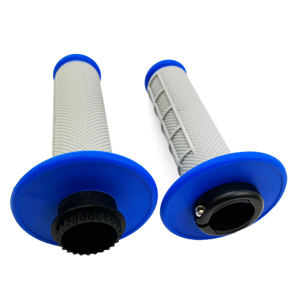 LOCK ON GRIPS HALF WAFFLE, SOFT GREY/BLUE, MX-08752BU, ODI STYLE, FIR -