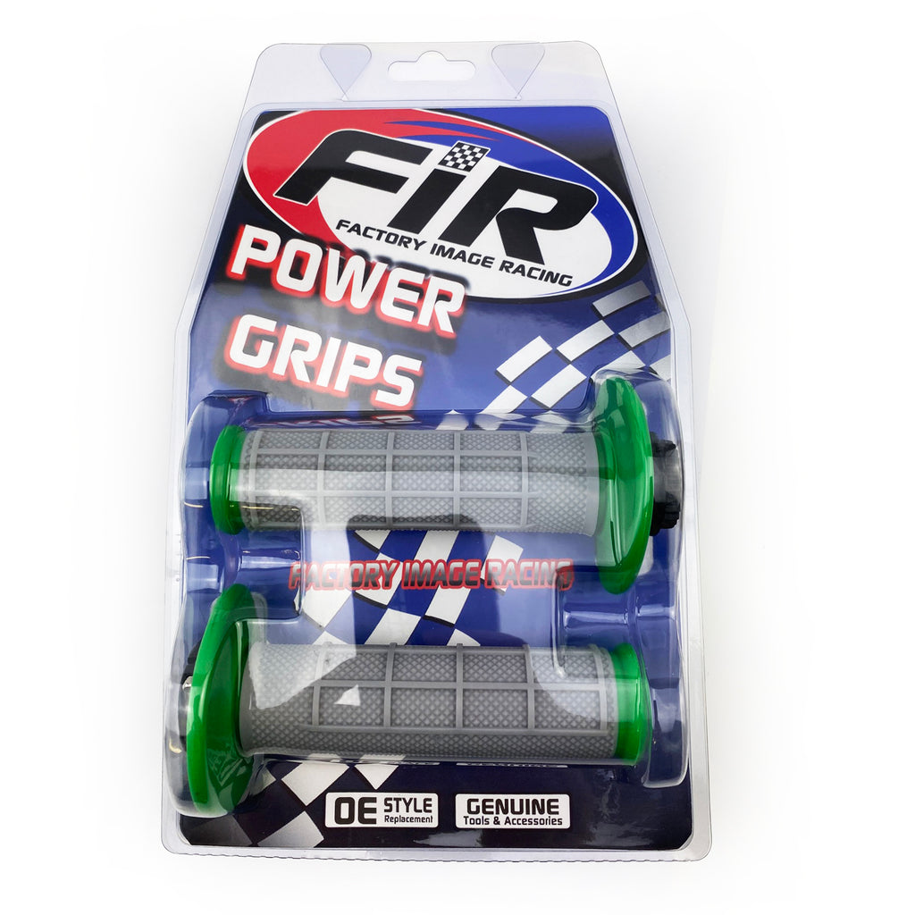 LOCK ON GRIPS HALF WAFFLE, SOFT GREY/GREEN, MX-08752GN, ODI STYLE, FIR -