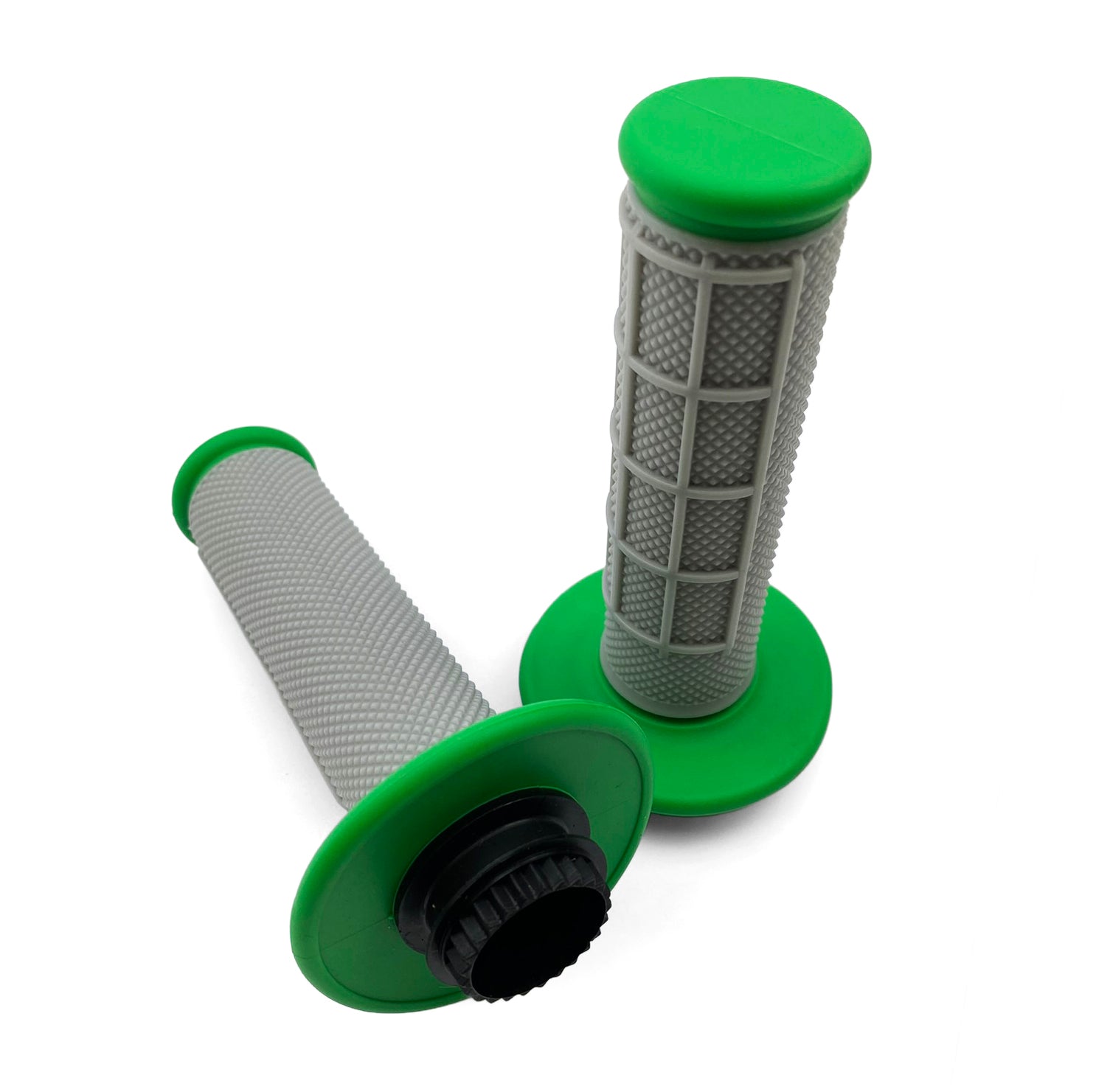 LOCK ON GRIPS HALF WAFFLE, SOFT GREY/GREEN, MX-08752GN, ODI STYLE, FIR -