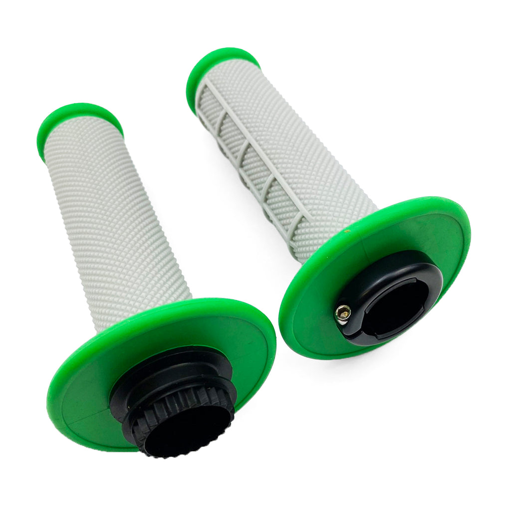 LOCK ON GRIPS HALF WAFFLE, SOFT GREY/GREEN, MX-08752GN, ODI STYLE, FIR -