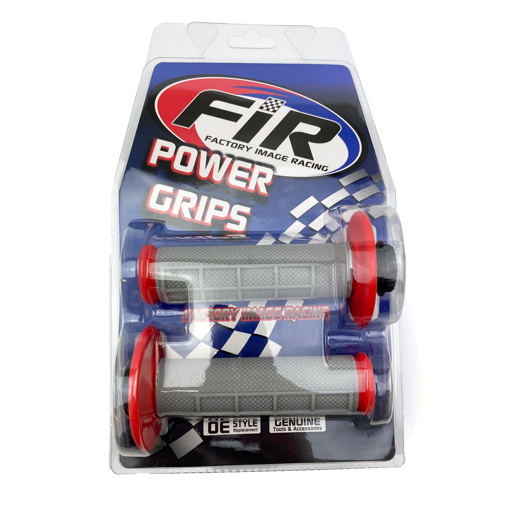 LOCK ON GRIPS HALF WAFFLE, SOFT GREY/RED, MX-08752BD, ODI STYLE, FIR -