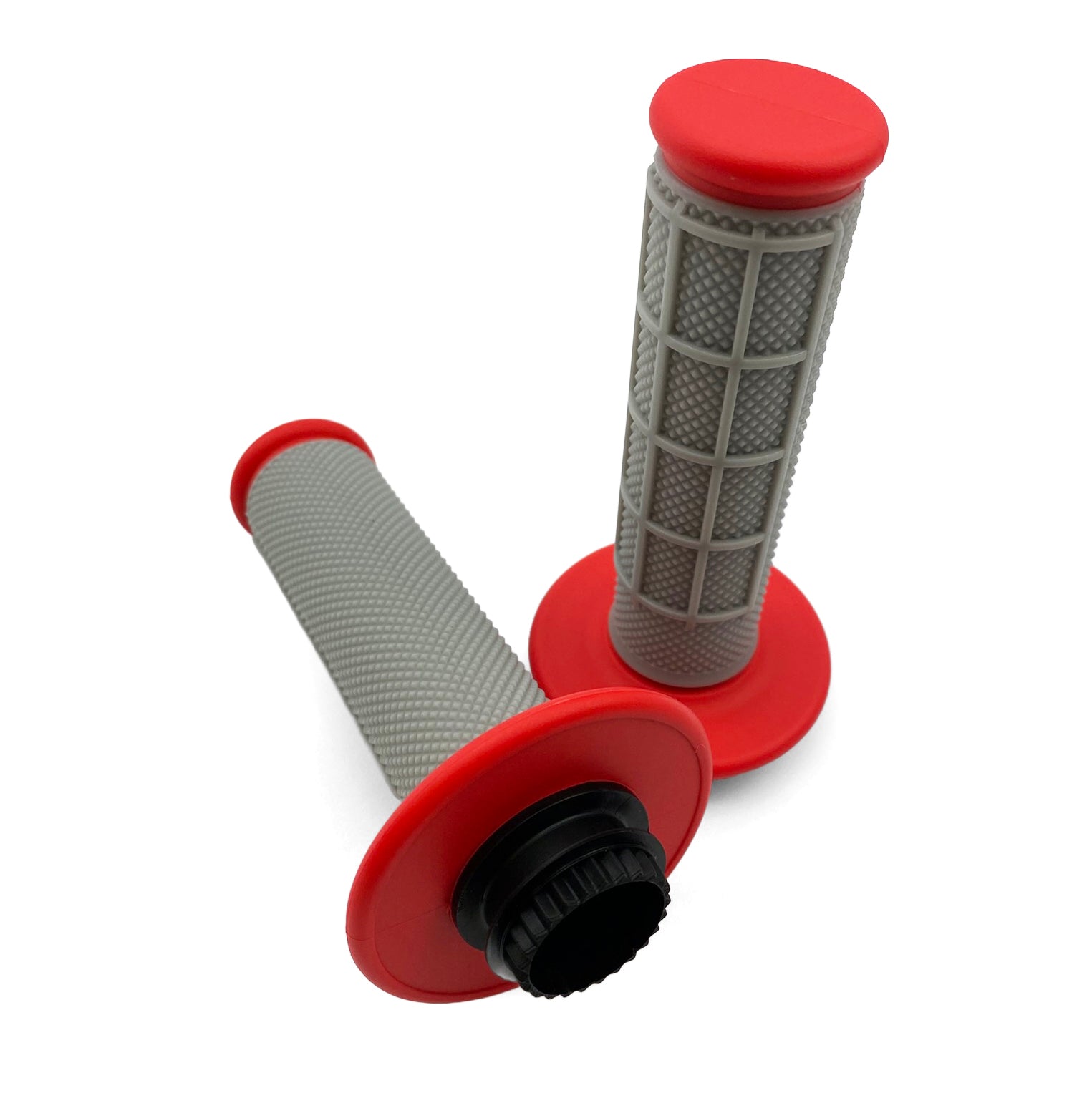 LOCK ON GRIPS HALF WAFFLE, SOFT GREY/RED, MX-08752BD, ODI STYLE, FIR -