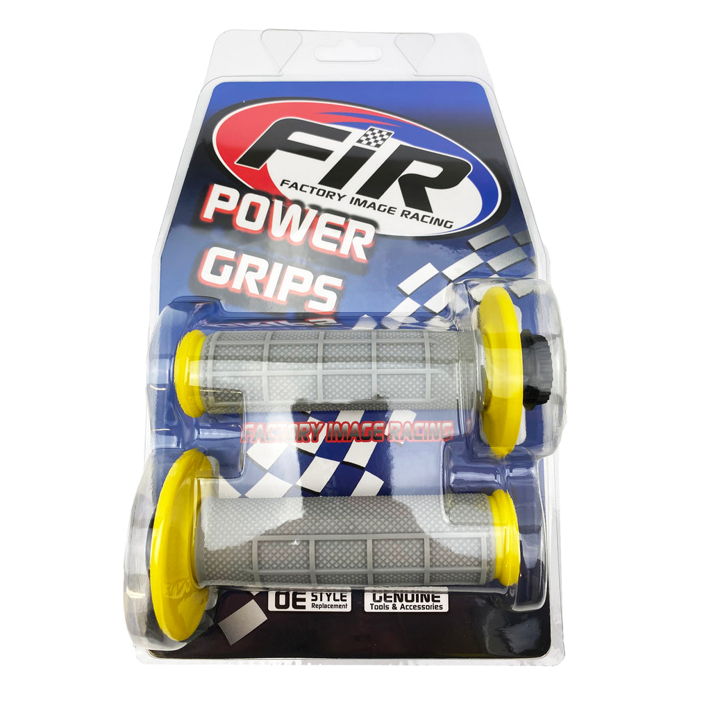 LOCK ON GRIPS HALF WAFFLE, SOFT GREY/YEL, MX-08752YL, ODI STYLE, FIR -