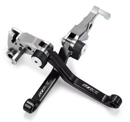 FLEXI FOLDABLE PIVOT CLUTCH BRAKE LEVER KAWASAKI KLX150 230 250 46092-0044 BLACK / SILVER