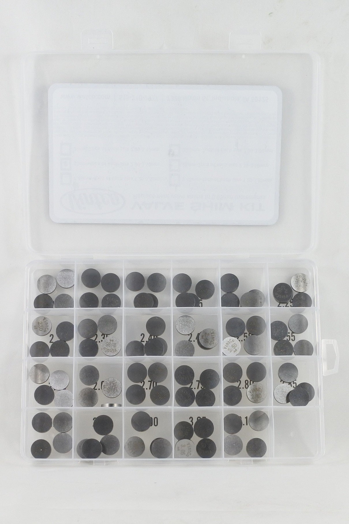 VALVE SHIM KIT 13mm 2.00mm-3.10mm 0.05mm INCREMENTS 4PCS EACH VINTCO 13SHIMKIT