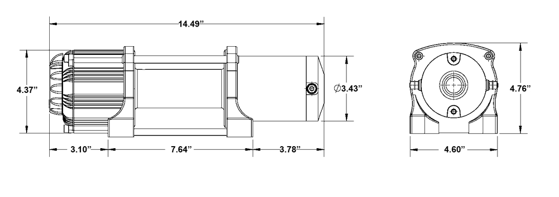 12V WINCH 2 TON 2,000KG, ATV/UTV, SYNTHETIC ROPE, 4 BOLT, SUPERATV WN-4500