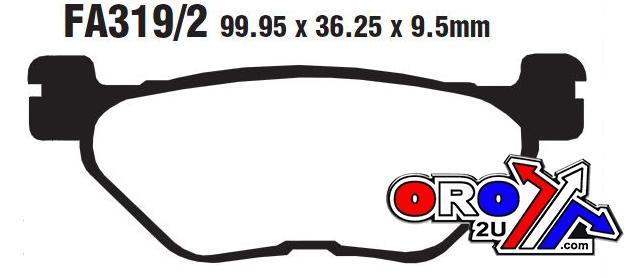 BRAKE PADS FA319/2 EBC, EBC FA319/2, THICKNESS 9.5mm