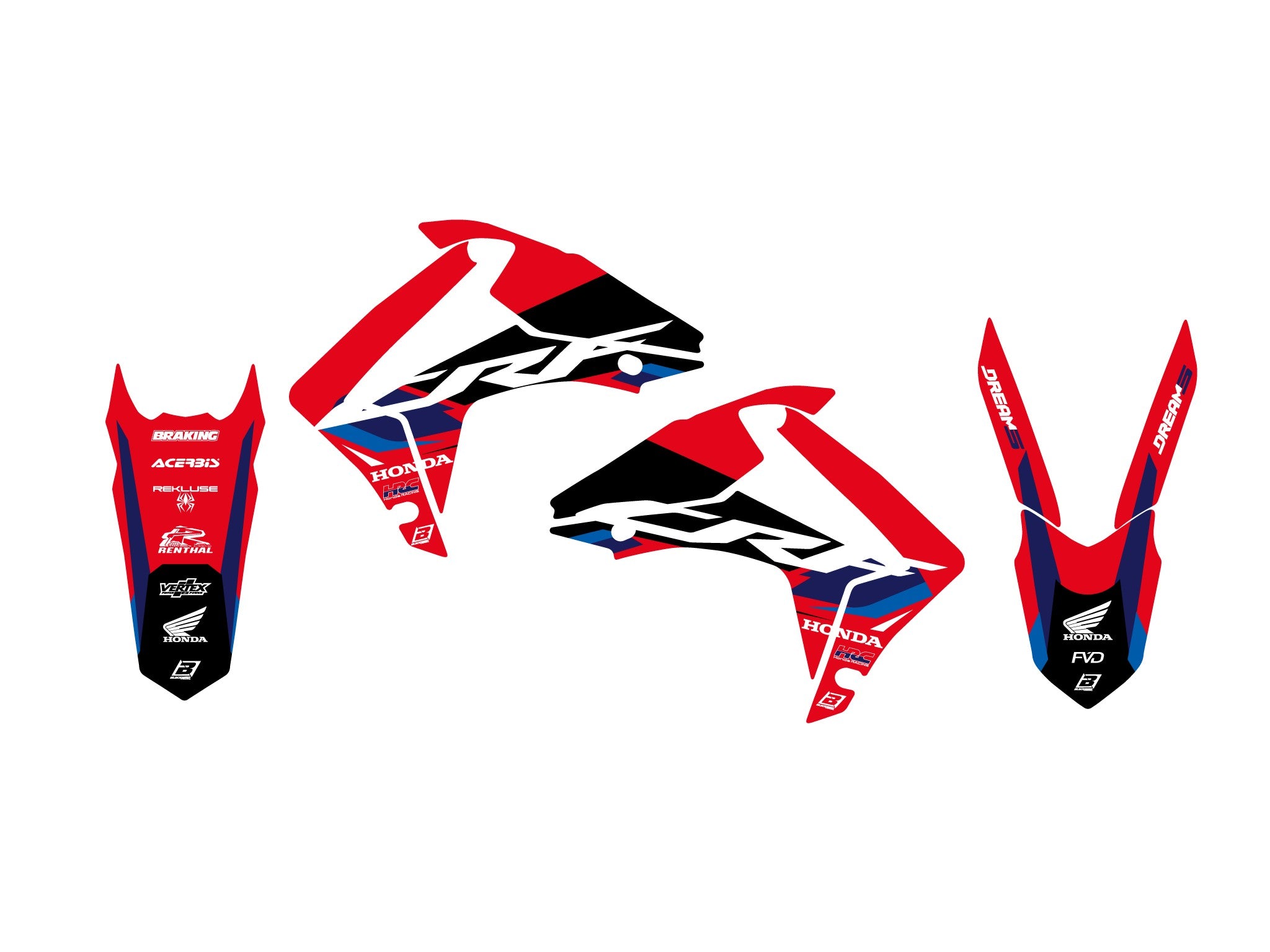 14-17 CRF250 13-16 CRF450 DREAM 5 DECAL SET, BLACKBIRD 2145AB